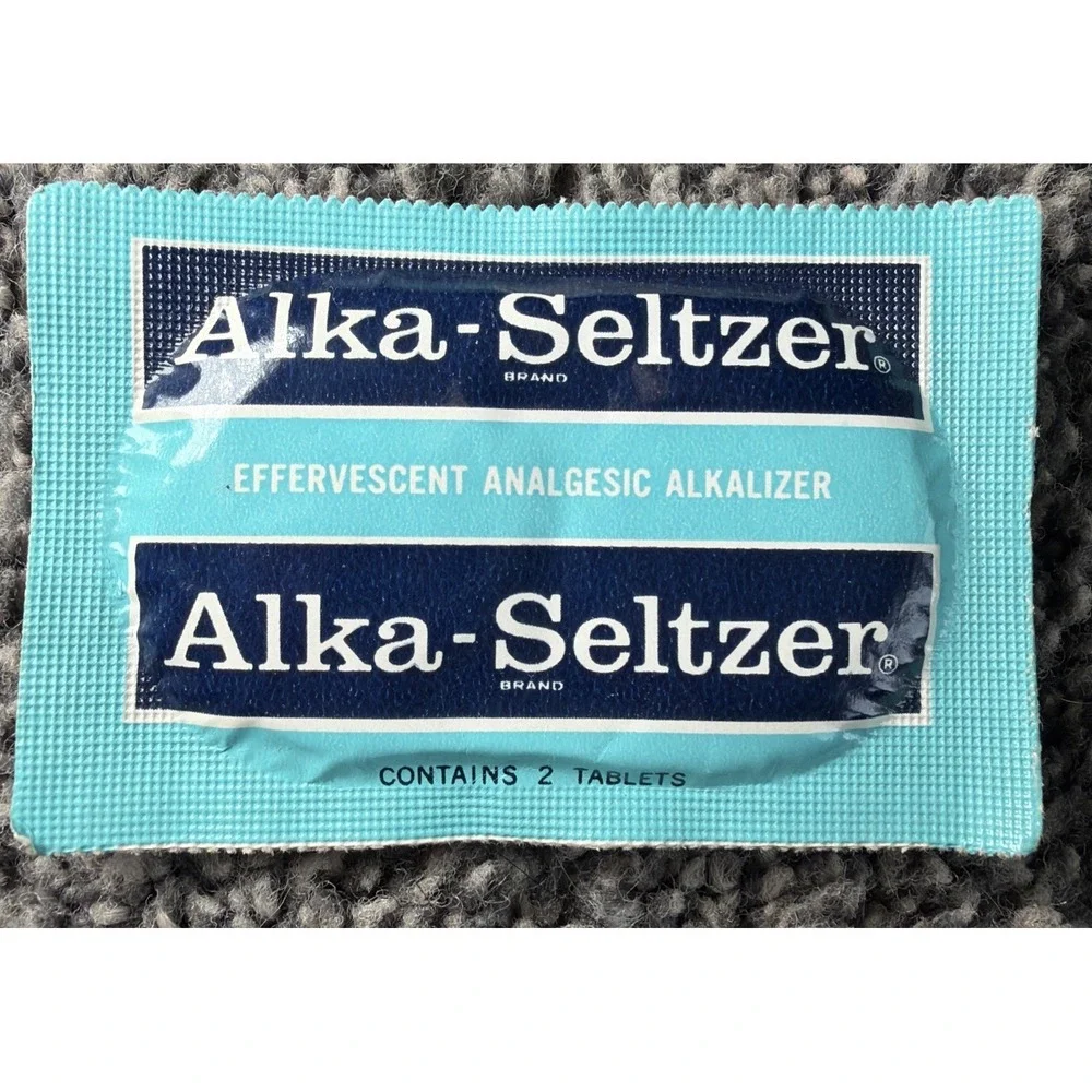 Vintage Alka Seltzer 2 Tablet Rip Open Package Antique Health Drug Advertising